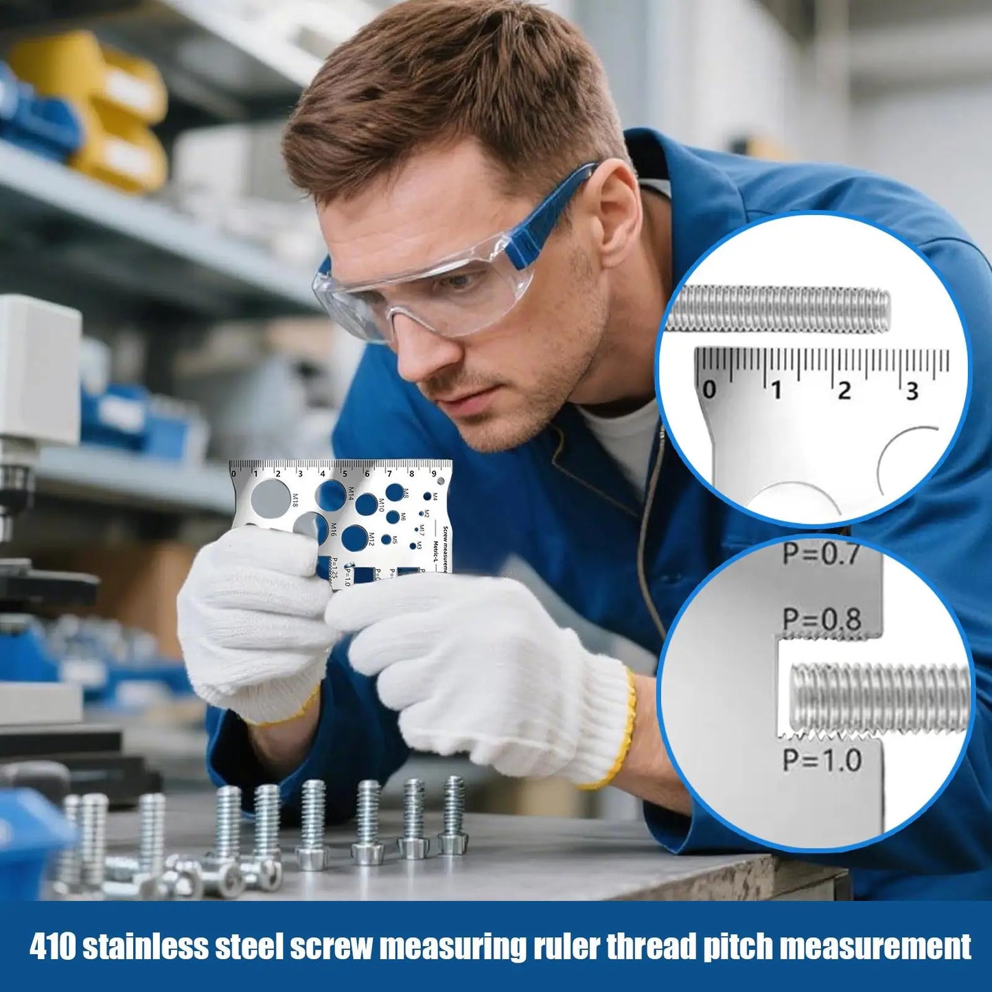Stainless Steel Metric Thread Gauge | Screw Pitch Ruler Tool