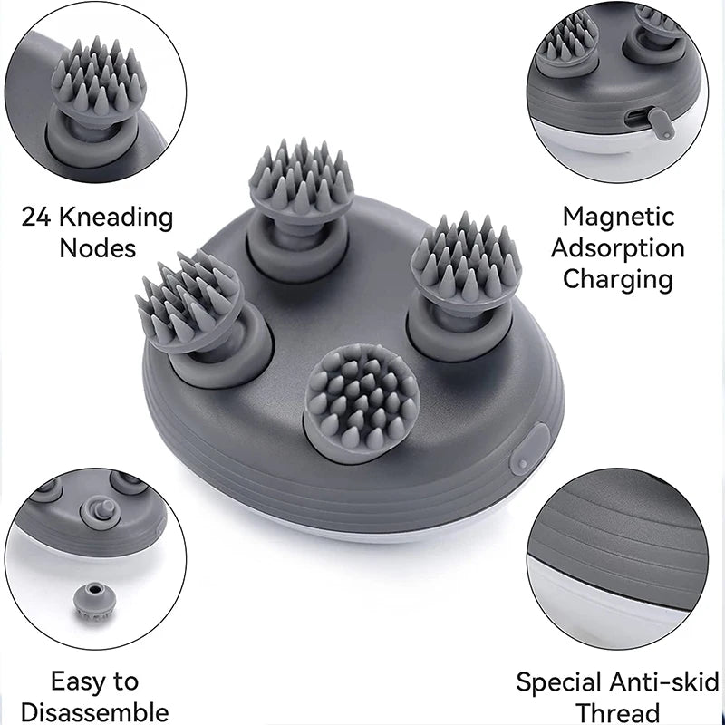 USB Charging Electric Head Scalp Massager Waterproof Rechargeable Electric Head Massager Vibration Peaceful Pleasures Health and Wellness