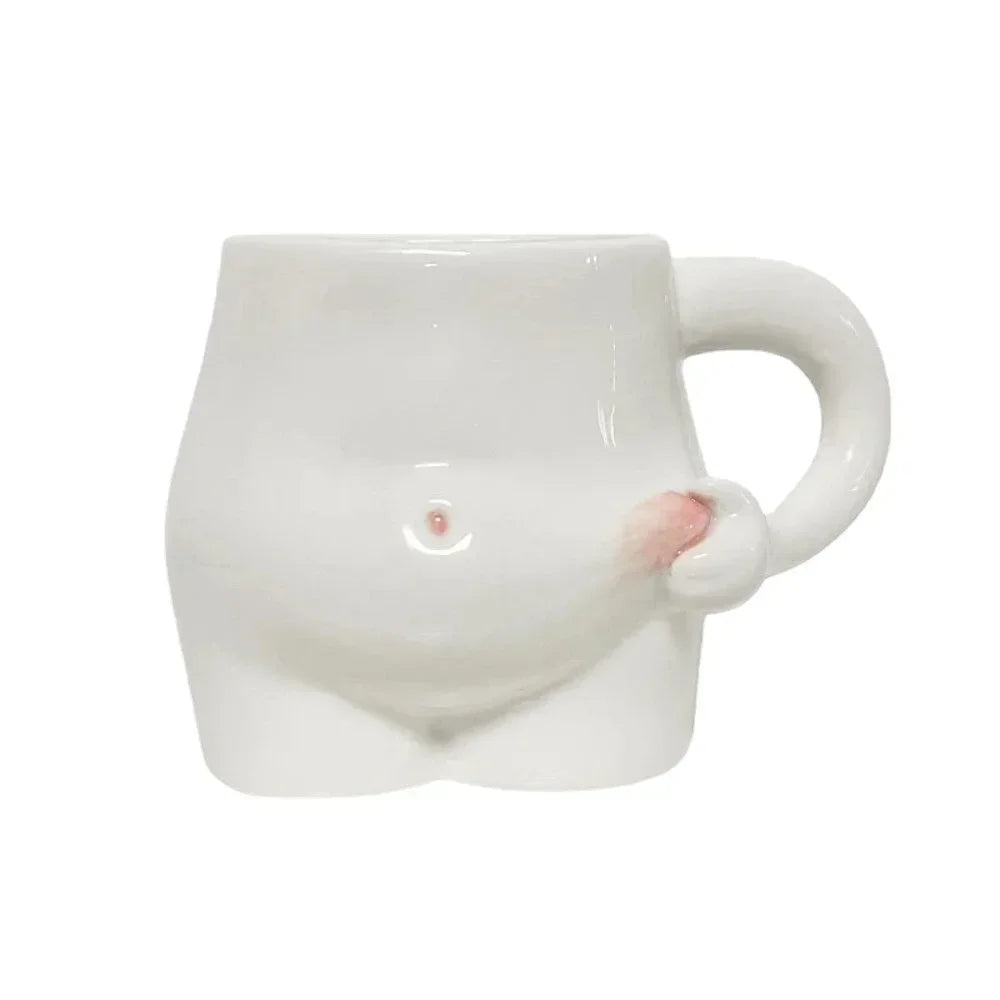 320ml High-capacity Creative Cute shape Coffee Mugs Ceramic Porcelain Funny Creativity Art Body Belly cups Home Decoration Gifts Peaceful Pleasures Health and Wellness WHITE 320ml