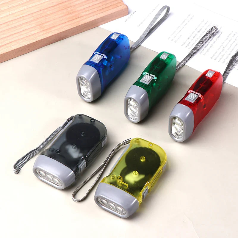 Hand Crank Dynamo LED Flashlight – Battery-Free Mini Torch