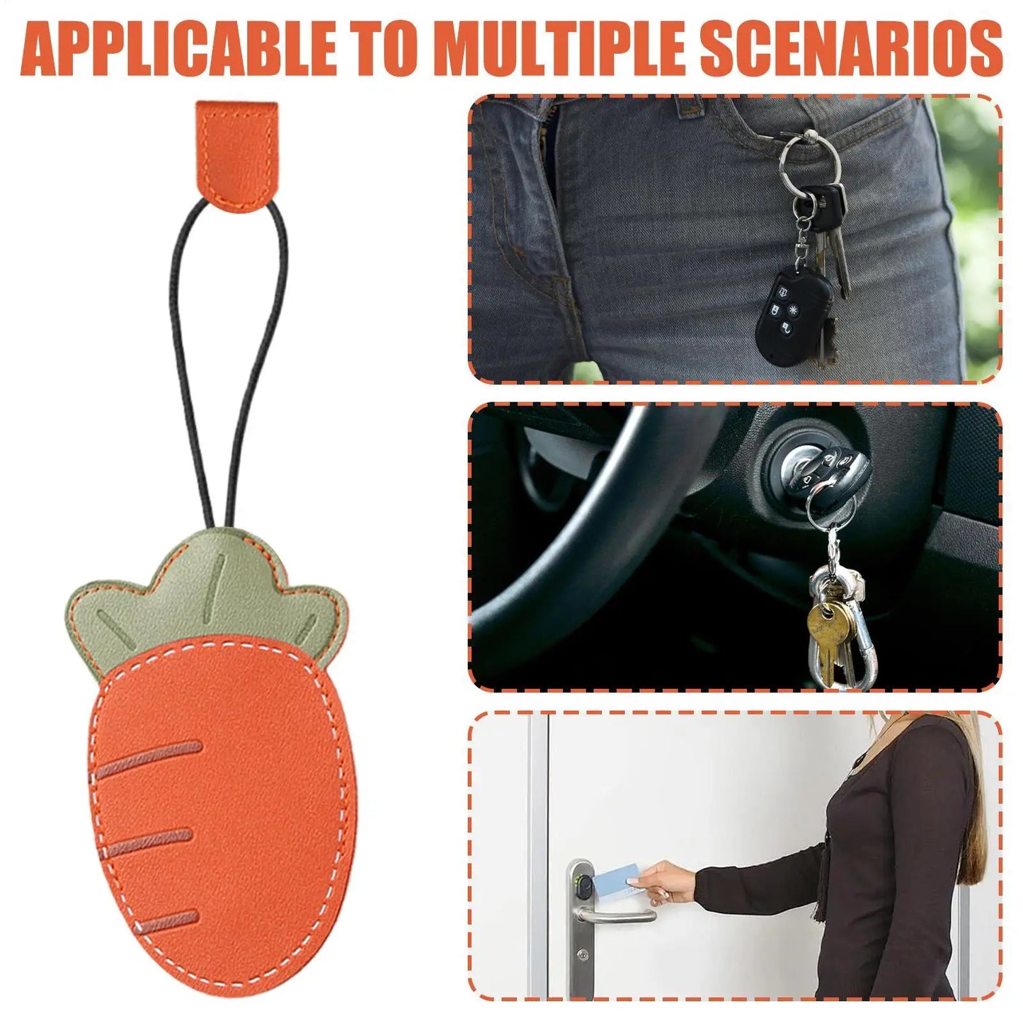 Carrot Key Fob Case – Cute PU Leather Car Key Protector Cover