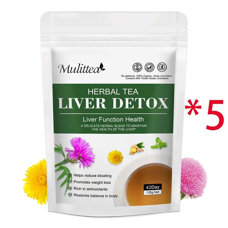 Liver Detox Tea – Dandelion Root, Milk Thistle & Turmeric | 42-Day Supply Peaceful Pleasures Health and Wellness 42days 5packet United States