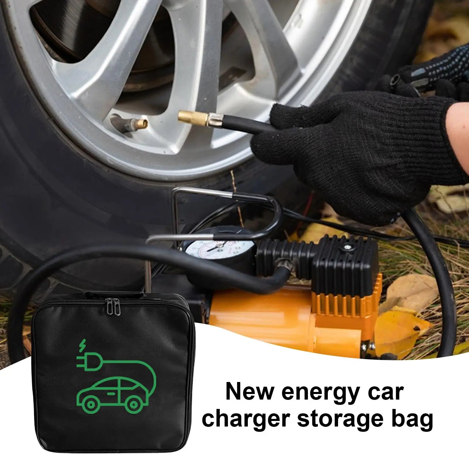 Electric Car Charger Cable Bag Waterproof EV Charger Cable Handled Bag EV Extension Cords Adapters Container Car Trunk Organizer Peaceful Pleasures Health and Wellness