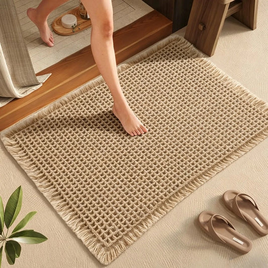 Super Absorbent Bath Mat with Non Slip Backing Waffle Textured Bathroom Rug for Shower Tub Quick-Dry Bath Mat Floor Protection Peaceful Pleasures Health and Wellness