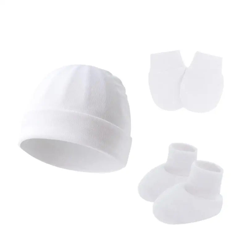 Newborn Baby Hat Gloves & Booties Set – Soft Cotton 0–9M