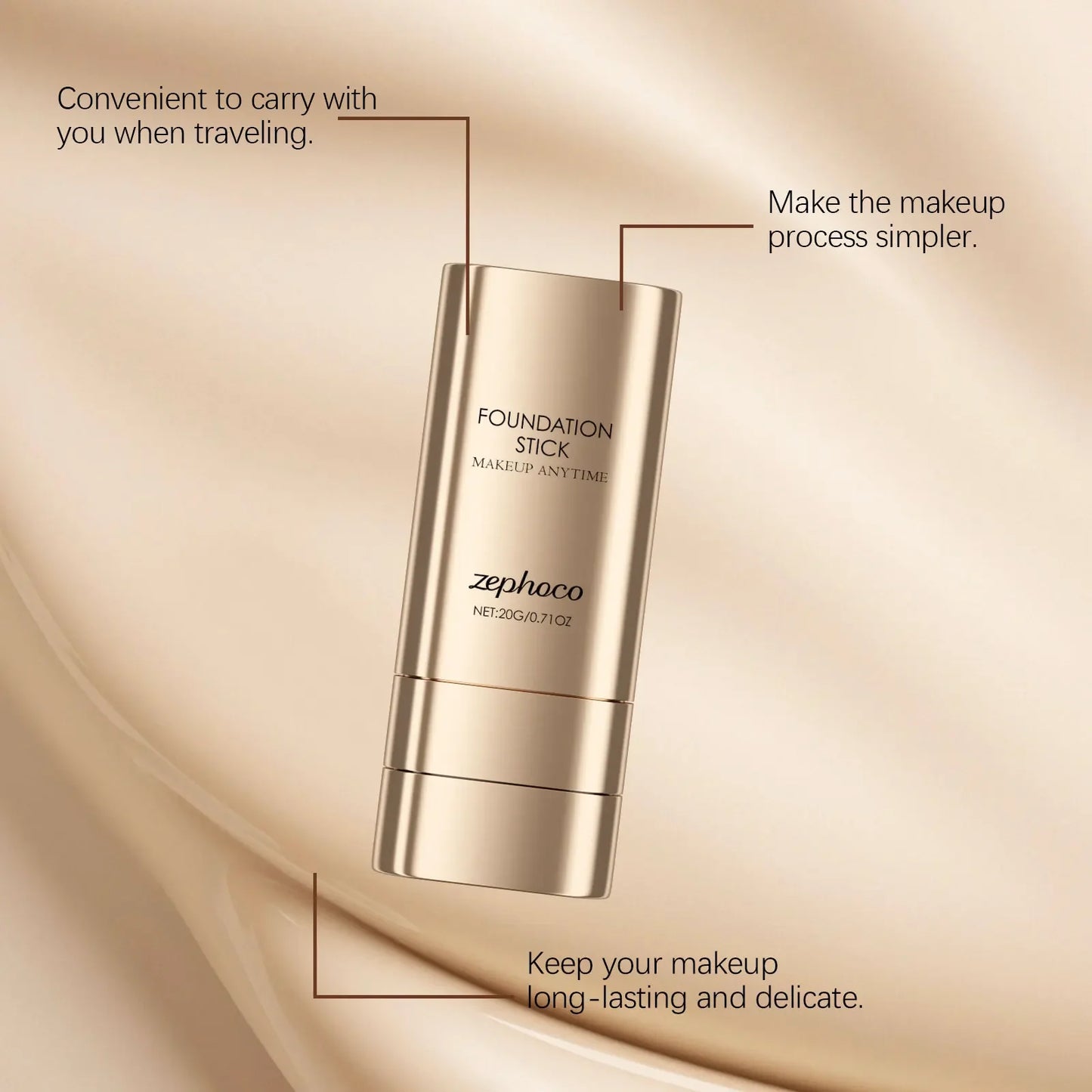Zephoco 2-in-1 Foundation & Concealer Stick | Full Coverage