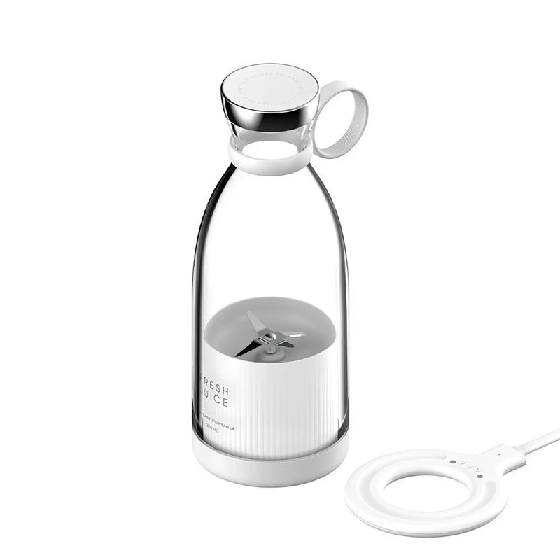 Outdoor Fresh Juicer 350ml 4 Blades USB Rechargeable Personal Smoothie Mini Blender Portable Blender Peaceful Pleasures Health and Wellness WHITE