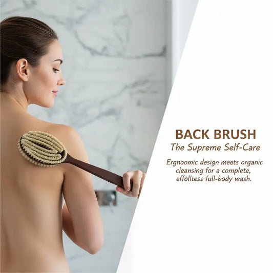 Natural Boar Bristle & Coconut Fiber Long Handle Bath Brush Body Exfoliating Brush Peaceful Pleasures Health and Wellness