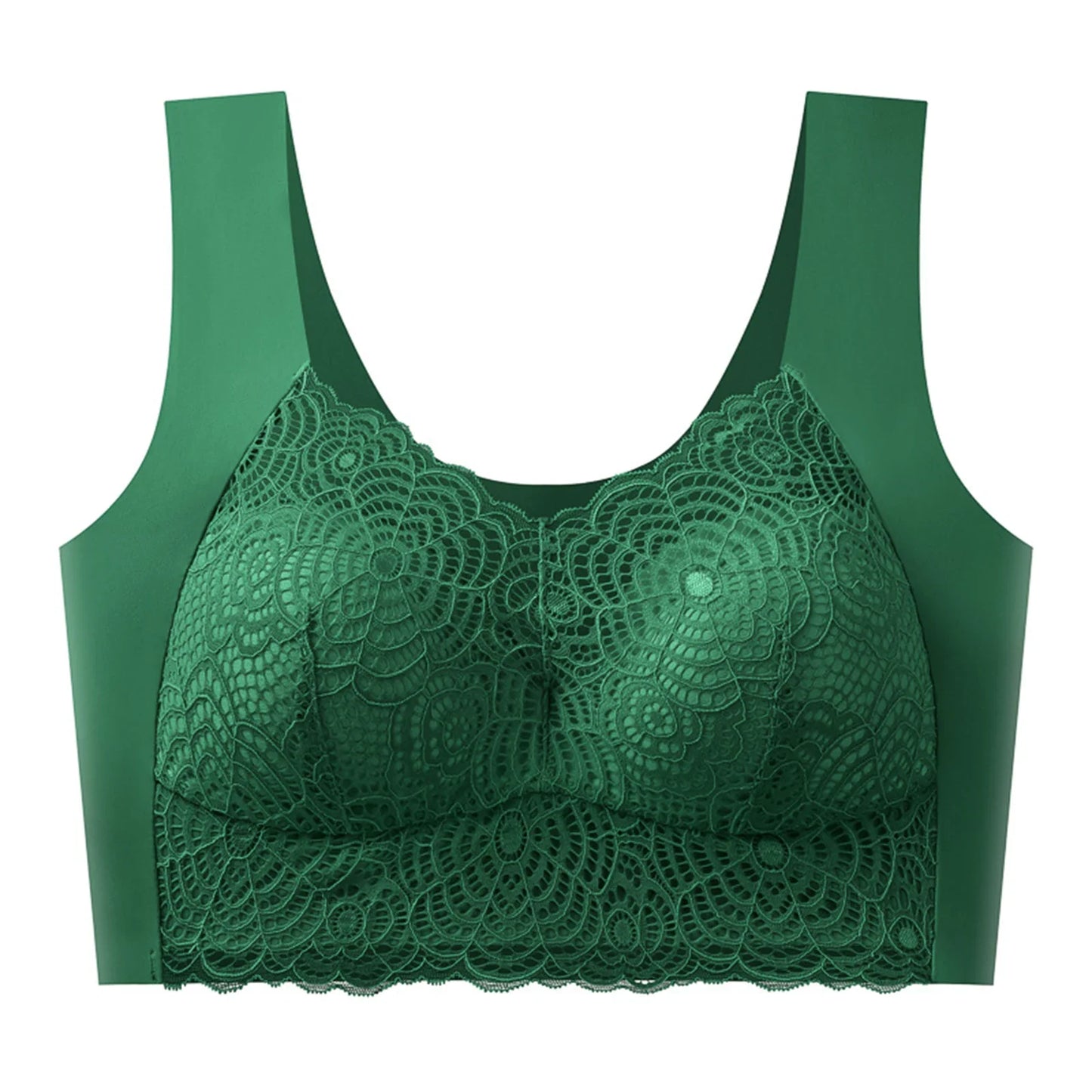 Women's Seamless Wireless Lace Bra – Wire-Free Anti-Shake Support