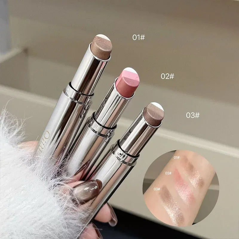 QIBEST 3 Colors Waterproof Eye Shadow Stick Pearlescent Silkworm Eyeshadow Pencil Lasting Shimmer Highlighter Brighten Makeup Peaceful Pleasures Health and Wellness