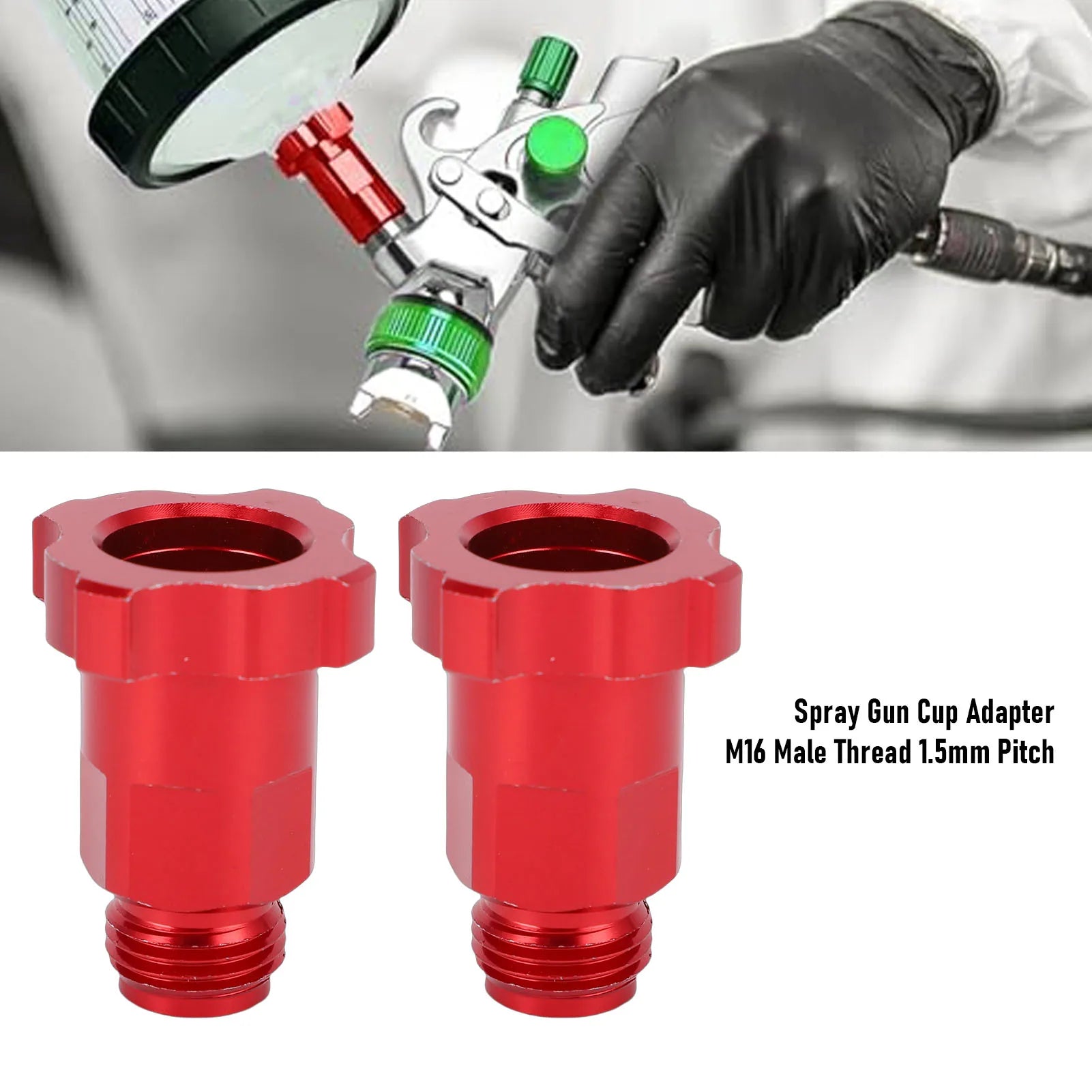 Spray Gun Cup Adapters Aluminum Alloy Paint Sprayer Cup Converter M16 Male Thread 1.5mm Pitch Red Paint Sprayer Cup Adapter Peaceful Pleasures Health and Wellness