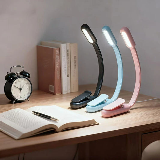 USB Rechargeable Clip-On Book Light | 3-Color LED Reading Lamp Clip-On Reading Lamp Peaceful Pleasures Health and Wellness