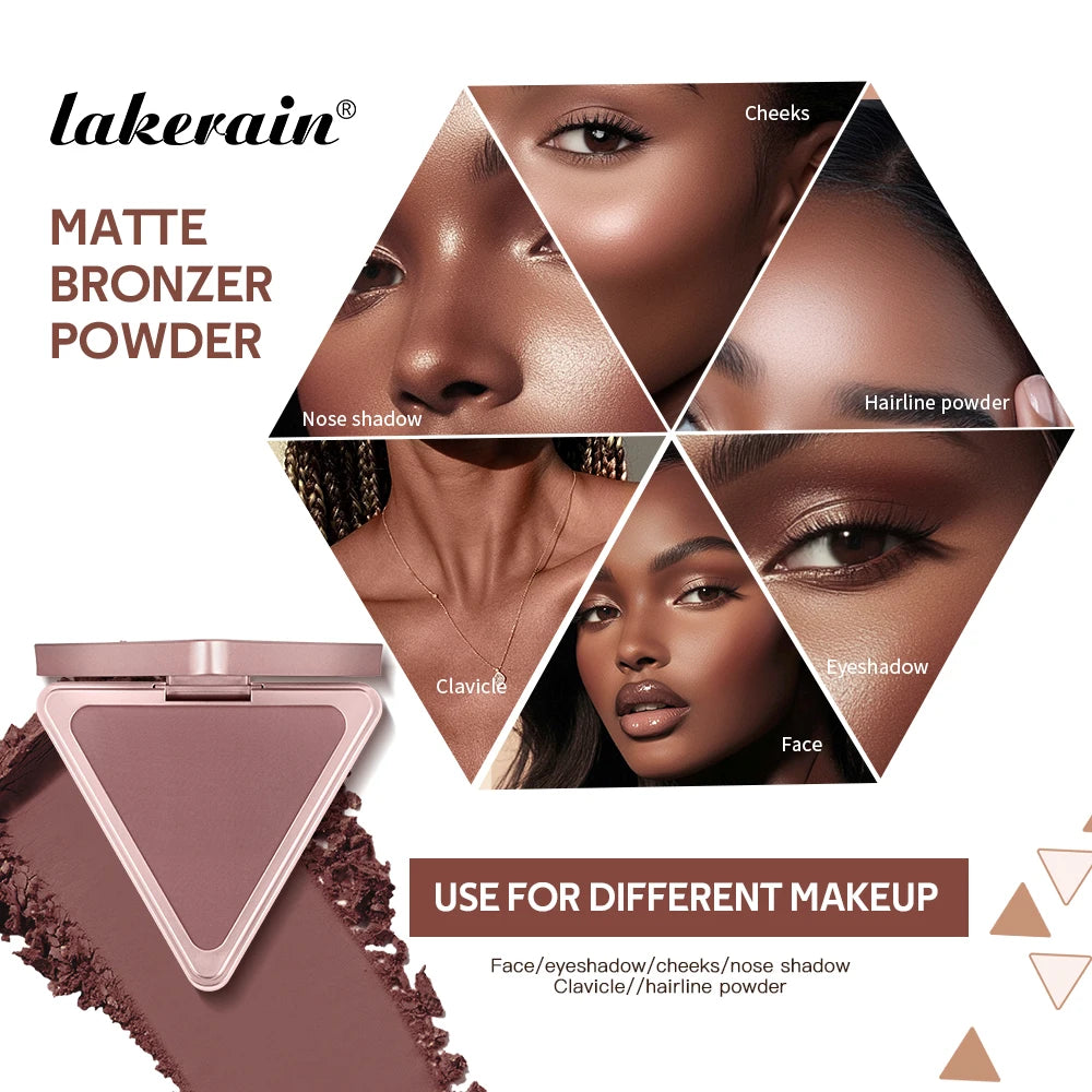 Lakerain Matte Bronzer Powder Long Lasting Makeup Effect Waterproof Sweatproof Setting Powder Oil Control Bronzer Face Makeup Peaceful Pleasures Health and Wellness