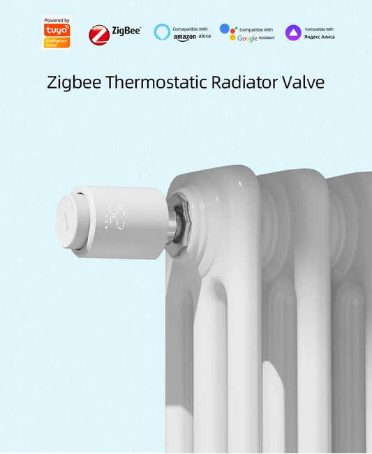 Tuya ZigBee Smart Thermostat Radiator Actuator Smart TRV Thermostatic Valve Temperature Controller Support Alexa Google Home Peaceful Pleasures Health and Wellness