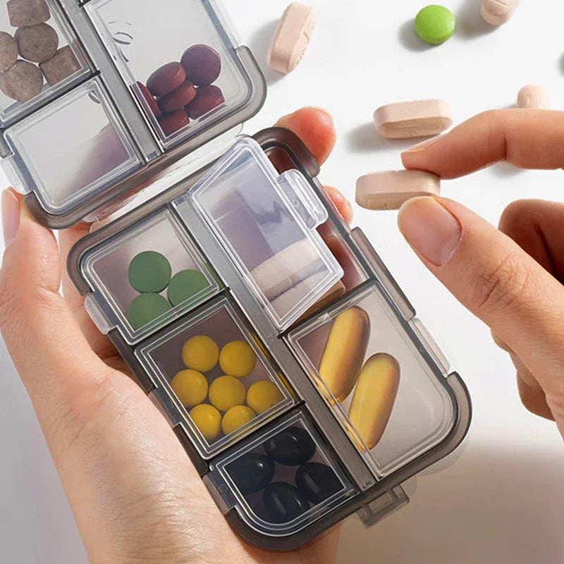 10 Compartments Travel Pill Organizer Pocket Portable Pill Storage Box Case Daily Pill Container or Purse Fish Oil Medicine Peaceful Pleasures Health and Wellness