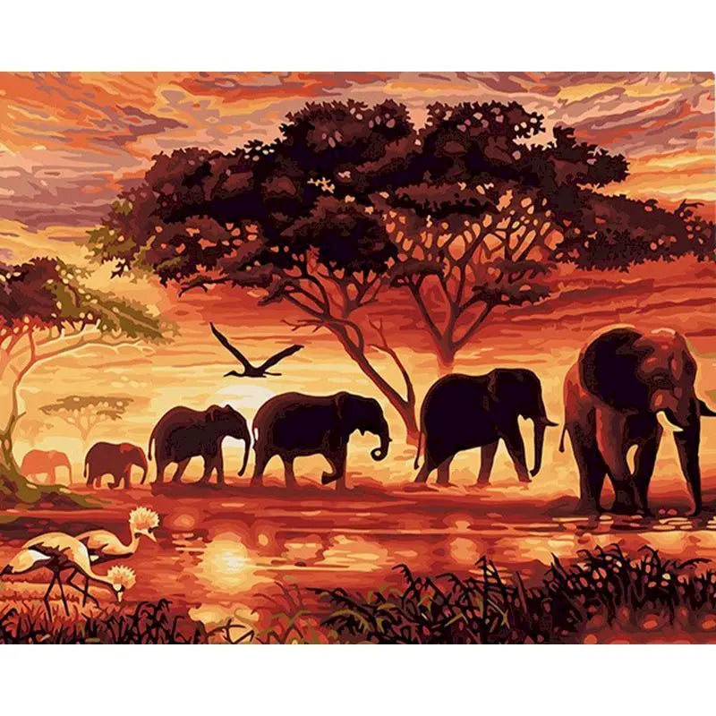 GATYZTORY Frame African Elephant diy painting by numbers animal modern wall art picture acrylic paint unique gift for home decor Peaceful Pleasures Health and Wellness 99019 20x30cm Unframed