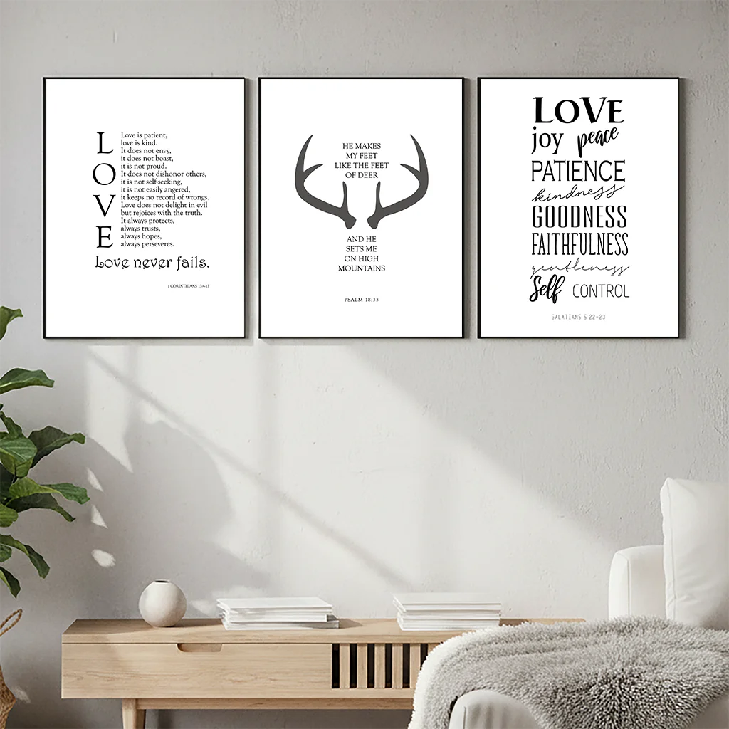 Inspirational Quote Wall Art, Nordic Love Canvas Painting, Minimalist Deer Antler Poster Print for Bedroom Living Room Decor Peaceful Pleasures Health and Wellness