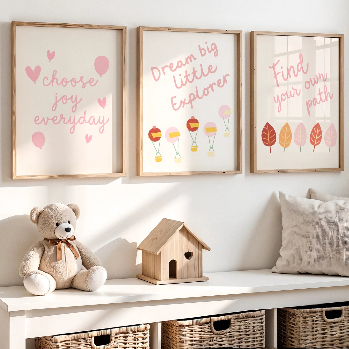 3-Piece Cartoon Inspirational Quote Canvas Wall Art | Kids Room