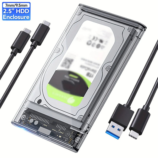 2.5 Inch Transparent Mobile External Hard Drive Case, SATA to USB 3.0/Type C Harddisk Boxs External Enclosure , 5Gbps Tool-Free Peaceful Pleasures Health and Wellness
