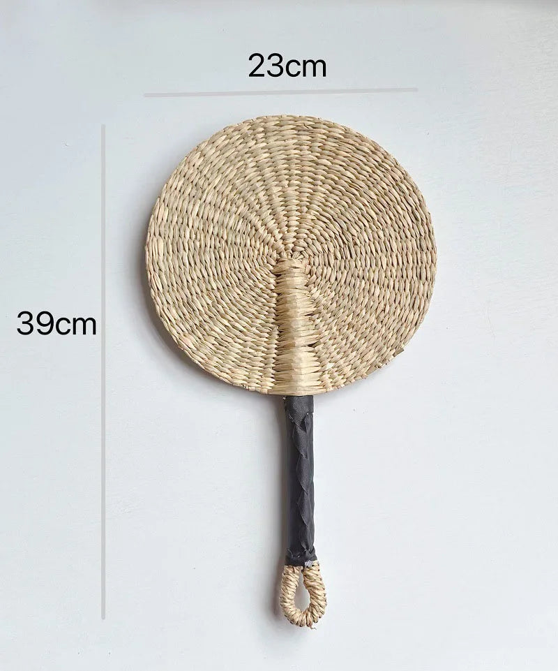 Handwoven Straw Fan – Boho Wall Decor, Wedding & Party
