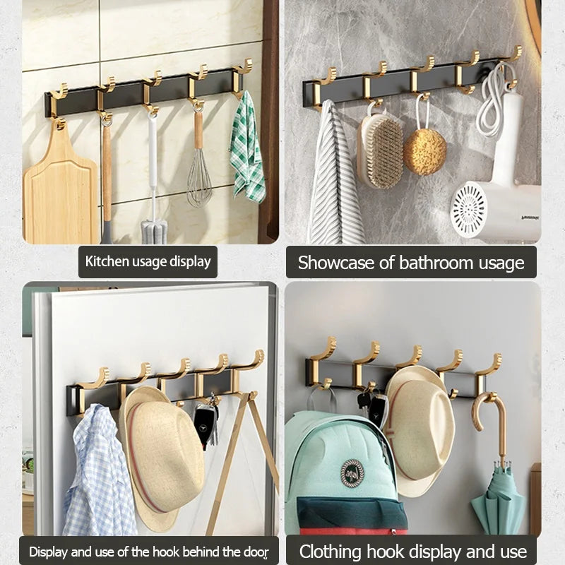 No-Drill Adjustable Door Hooks – 6-Pack Aluminum Bathroom Hooks