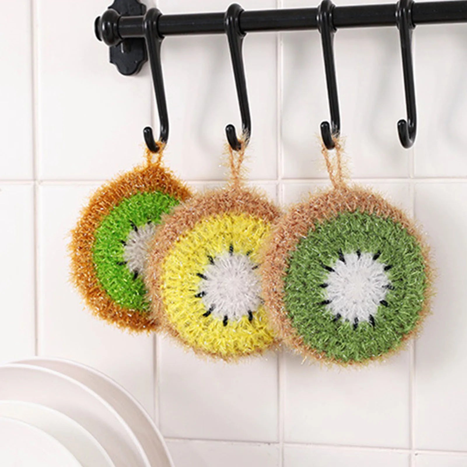 Fruit Shape Dish Scrubber Non-Scratch Kitchen Dish Scrubber for Cleaning Bathroom and Floors Peaceful Pleasures Health and Wellness
