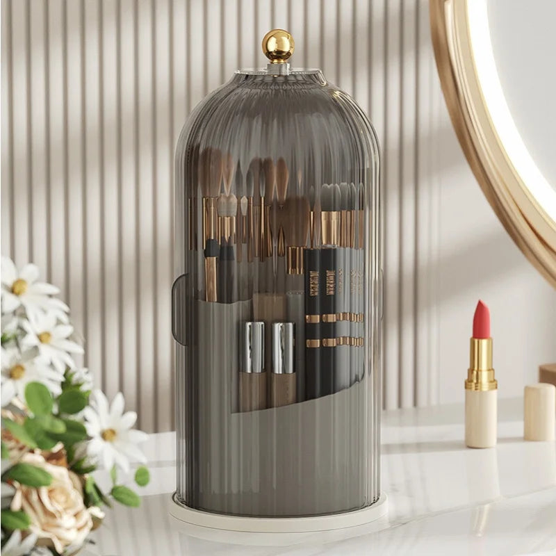 Rotating makeup brush storage box to give your dressing table a new look and easy storage Peaceful Pleasures Health and Wellness black