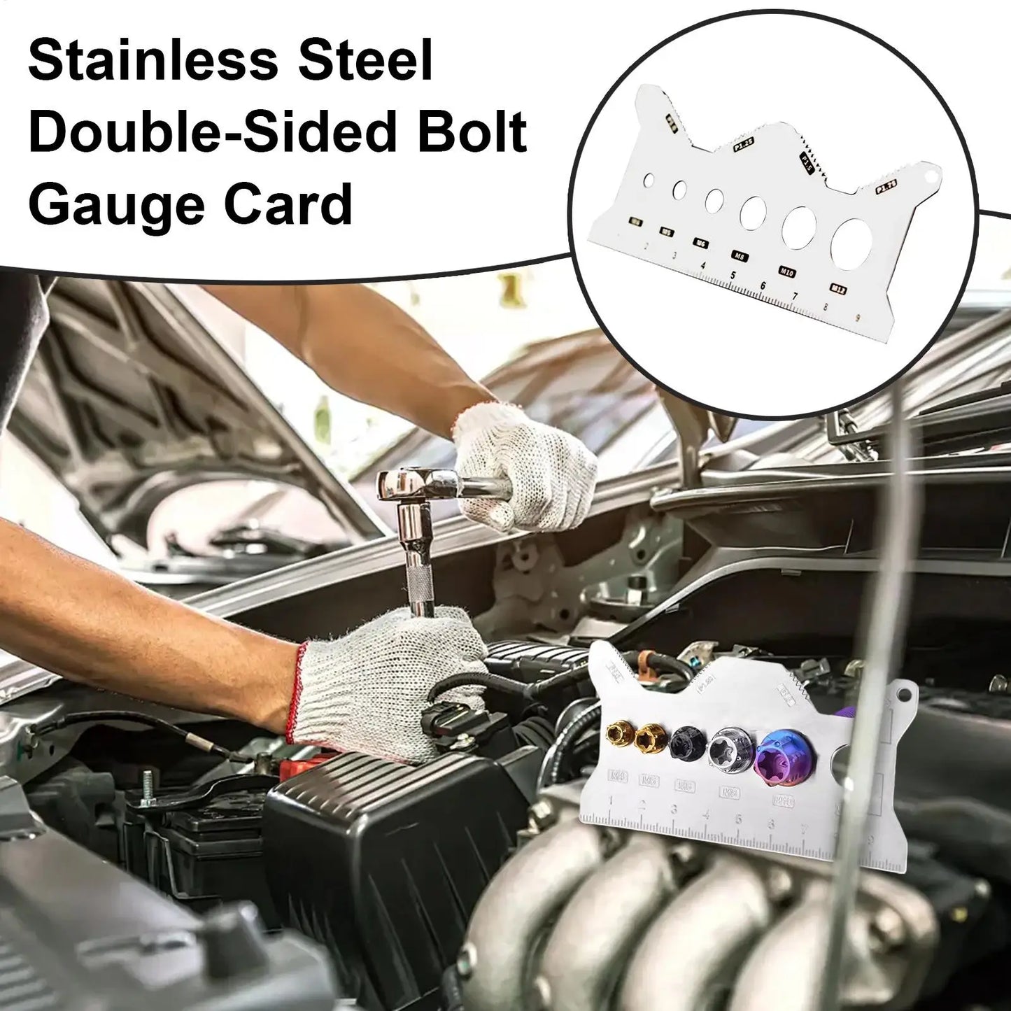 Bolt Measuring Tool Nut Bolt Thread Gauge Portable Standard Accurate Stainless Double-sided Identifier For Workshop Furniture Peaceful Pleasures Health and Wellness