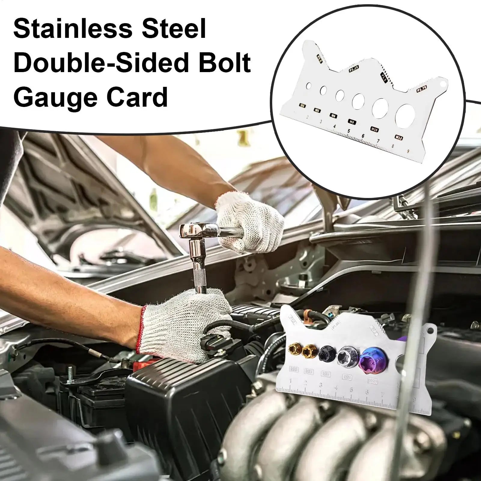 Bolt Measuring Tool Nut Bolt Thread Gauge Portable Standard Accurate Stainless Double-sided Identifier For Workshop Furniture Peaceful Pleasures Health and Wellness