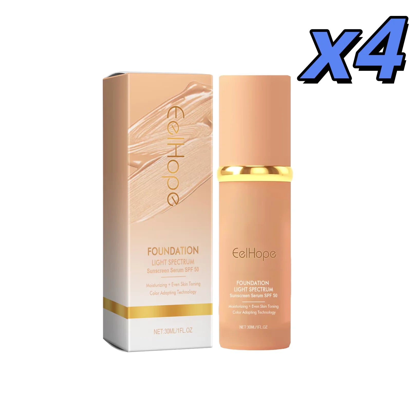 Eelhope 4-in-1 Color Changing Foundation SPF 50+ Matte 30ml Liquid Foundation Peaceful Pleasures Health and Wellness 30ml boxedx4pcs