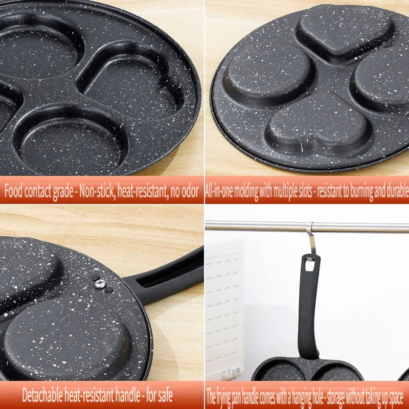 Non-Stick 4-in-1 Cast Iron Egg Cooker - Single Handle Frying Pan, Dishwasher Safe, Compatible with Electric Coil Stoves Peaceful Pleasures Health and Wellness