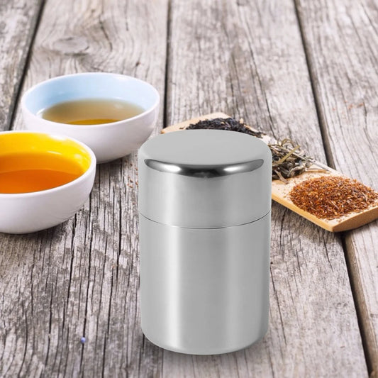 Loose Leaf Tea Tin Tea Canister Stainless Steel Tea Tins Canister Home Kitchen Canisters for Tea Coffee Sugar Storage Tea Can Peaceful Pleasures Health and Wellness