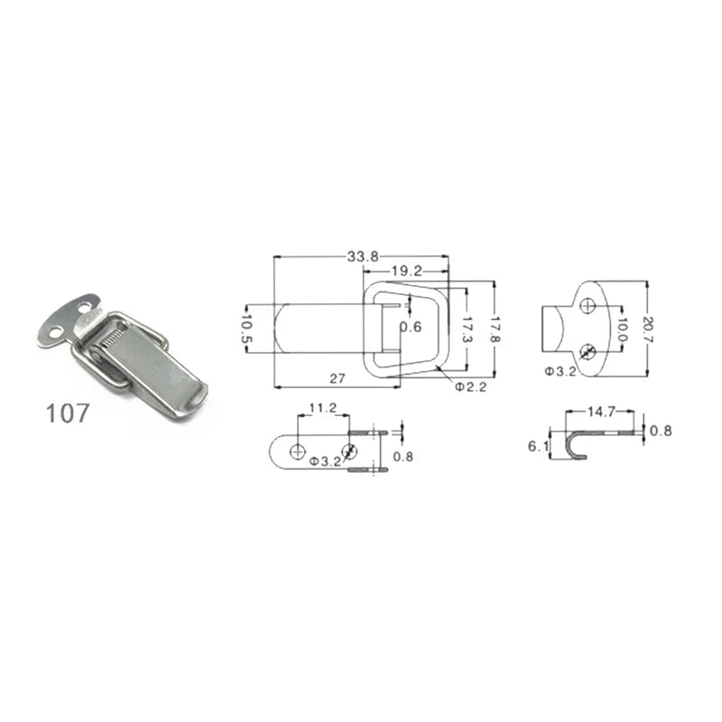 6PC Set Stainless Steel Tension Lock Cap High Quality Cabinet Boxes Spring Loaded Latch Catch Toggle Hasp Sliding Tool Part Peaceful Pleasures Health and Wellness