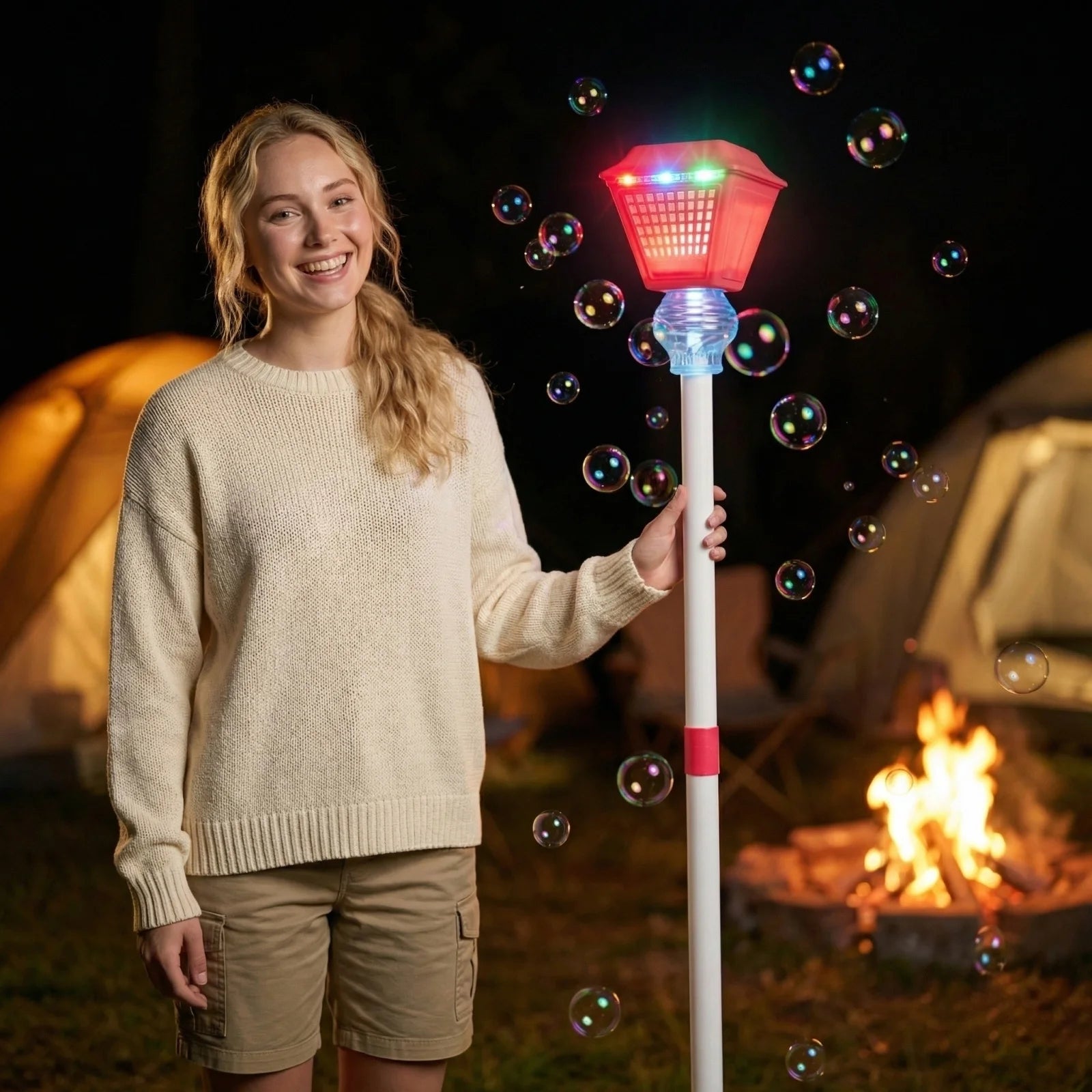 Street Lamp LED Bubble Machine – Electric Outdoor Party Toy Electric Bubble Machine Peaceful Pleasures Health and Wellness