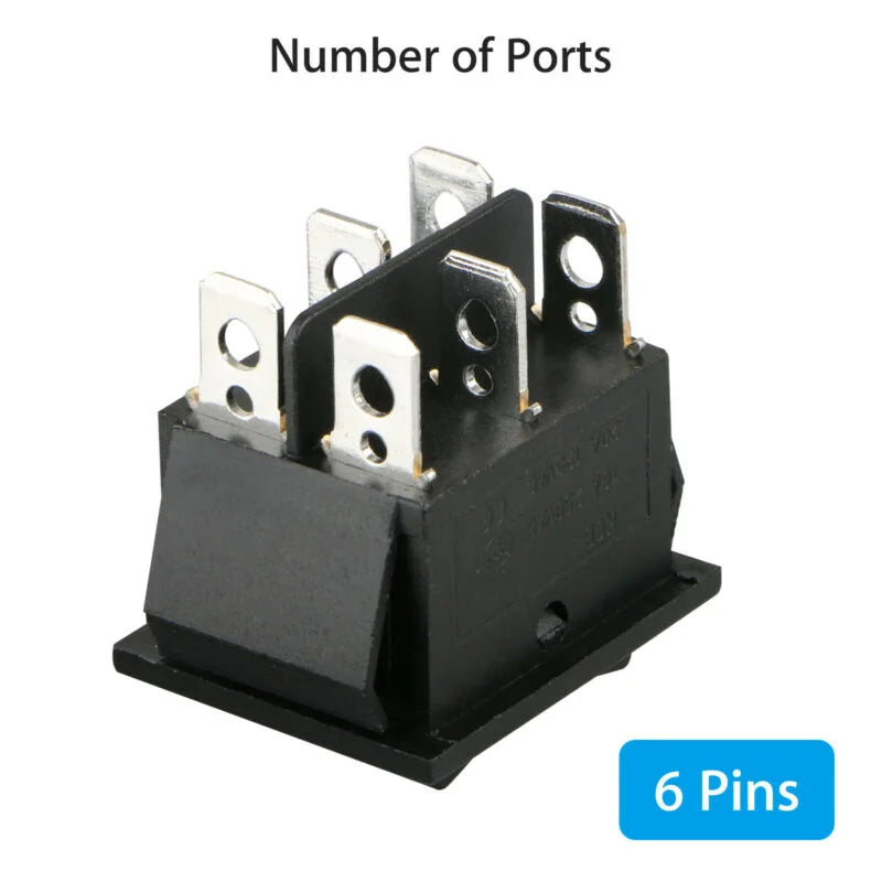 Rocker Switch 6 PIN DPDT Double Pole Throw 20 Amp Momentary Home