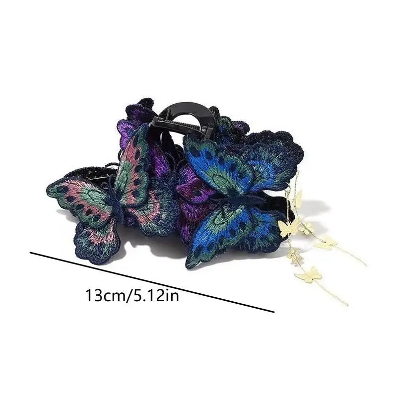 Chinese Butterfly Hair Claw Clip – Floral Tassel Hanfu Style
