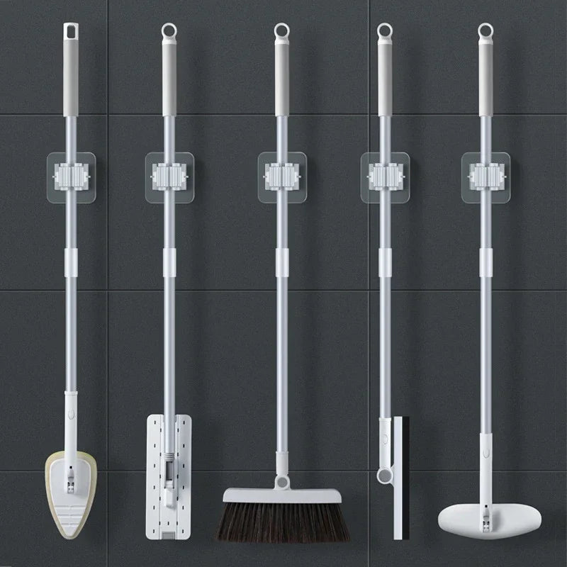 Wall-Mounted Mop & Broom Hanger Rack – No-Drill Suction