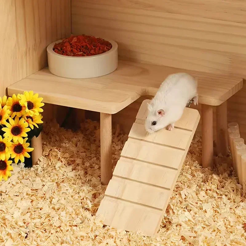 Hamster Wooden Ladder Climbing Toy | Small Pet Cage Accessory