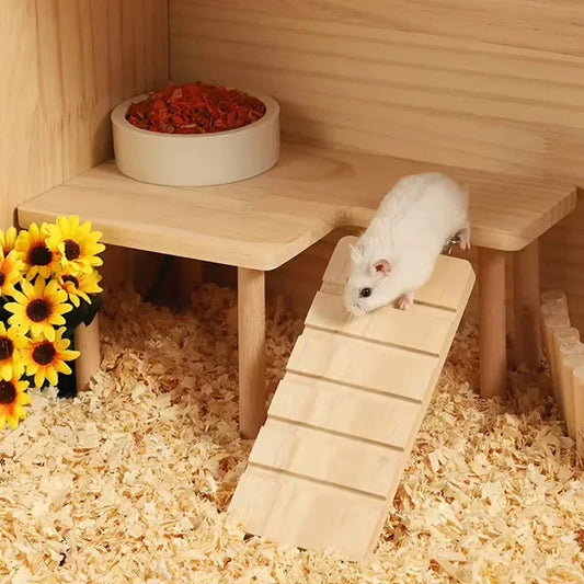 Hamster Wooden Ladder Climbing Toy | Small Pet Cage Accessory Small Pet Climbing Toy Peaceful Pleasures Health and Wellness