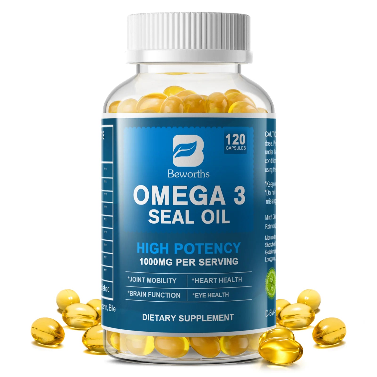 Seal Oil Omega-3 Capsules – DHA, EPA & DPA Brain & Heart Support Dietary Supplement Peaceful Pleasures Health and Wellness