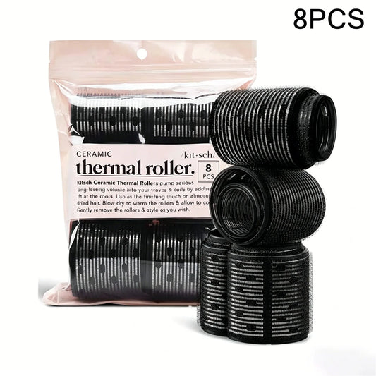 8-Piece Ceramic Hot Rollers Set for Long Hair – Bouncy Curls Ceramic Hair Rollers Peaceful Pleasures Health and Wellness 8PCS