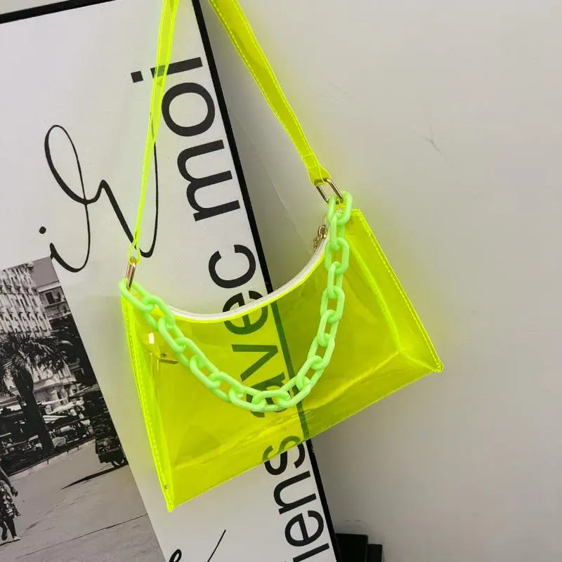 Clear Jelly Shoulder Bag – Y2K Transparent Underarm Purse