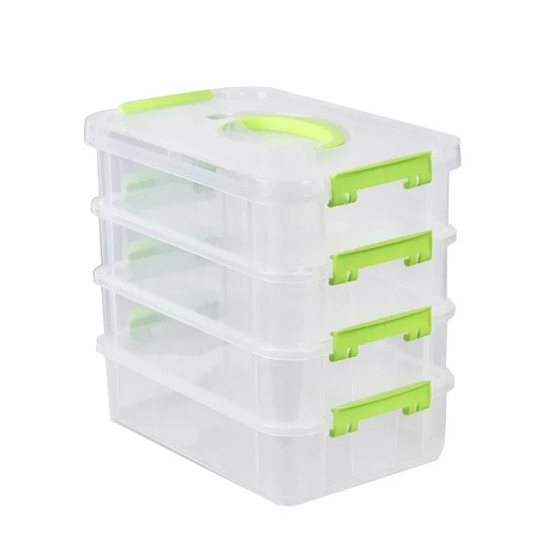 4-Layer Transparent Partitioned Drawer Storage Box | Portable