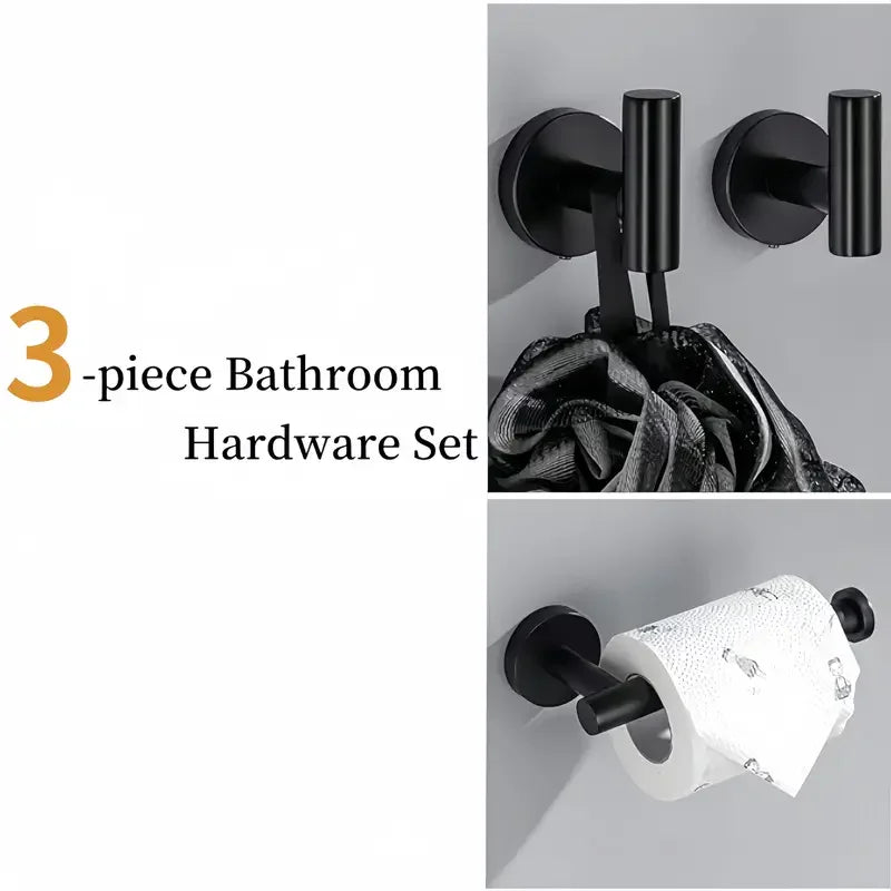 3-Piece Stainless Steel Bathroom Hardware Set | Towel & Paper Holder