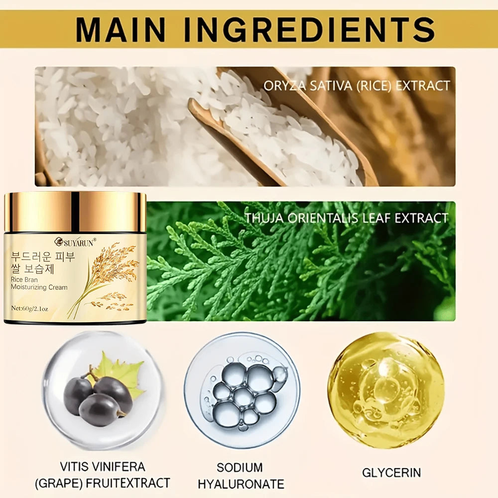 SUYARUN Korean Rice Extract Hydrating Face Cream 24H Moisture - Brightening Nourishing Skincare for Dry Sensitive Skin All Types Peaceful Pleasures Health and Wellness
