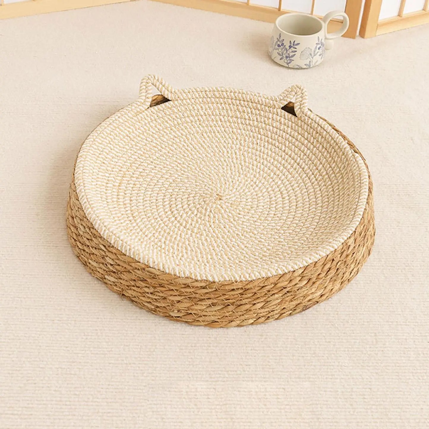 2-in-1 Cat Bed & Scratching Board | Boho Round Cat Scratcher
