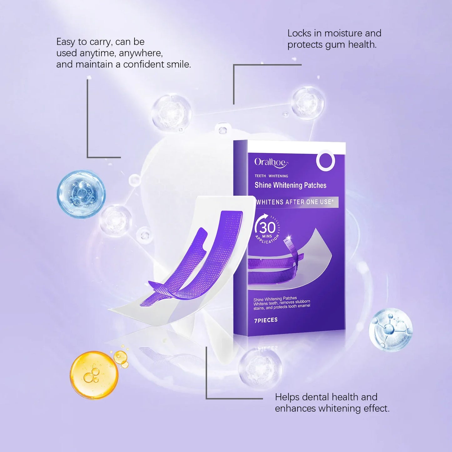 Oralhoe Teeth Whitening Strips – Stain Removal Gel Patches