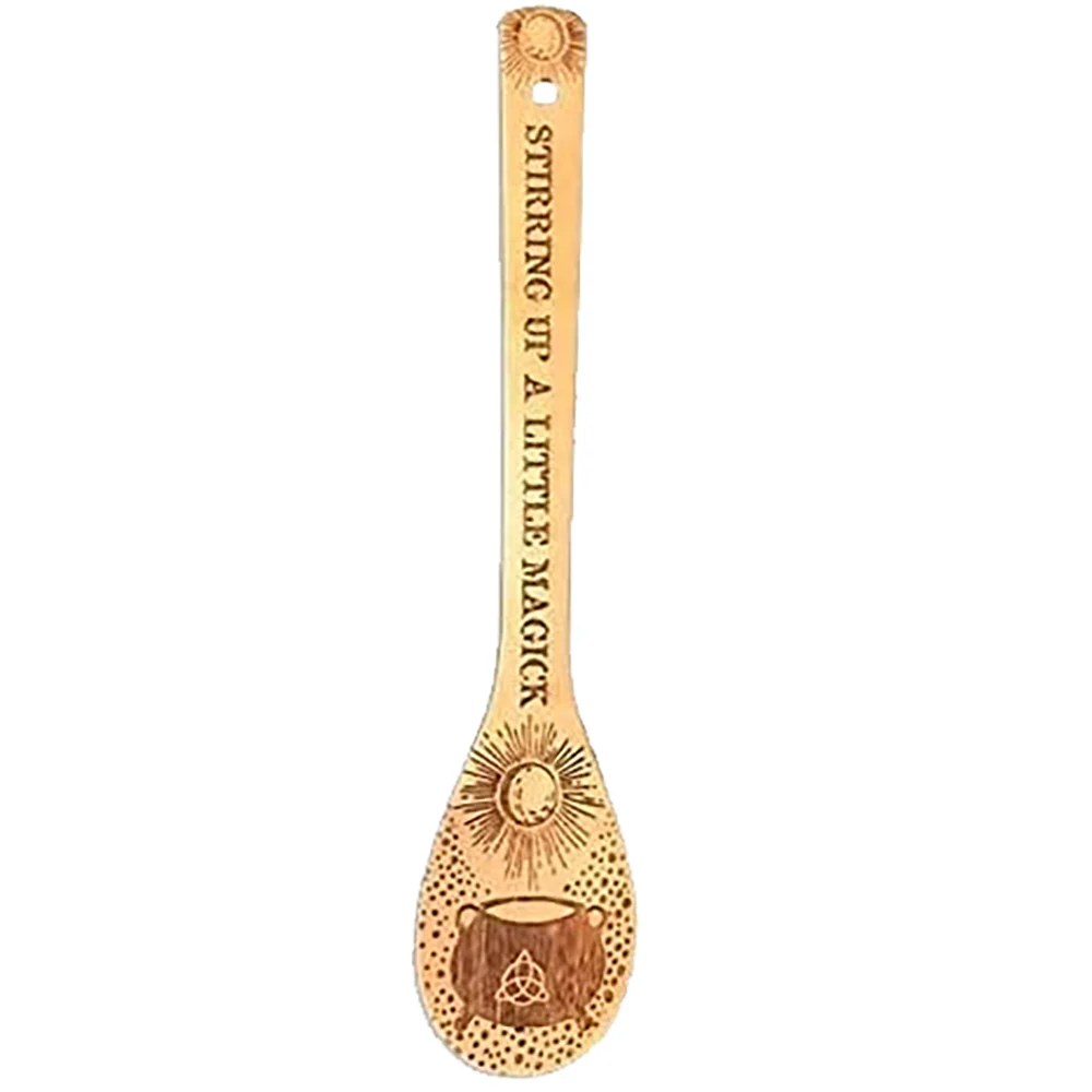Witchy Bamboo Wooden Spoon Set | Eco-Friendly Kitchen Witch Gift Bamboo Kitchen Utensils Peaceful Pleasures Health and Wellness ASpoon 1PCS 30X6cm