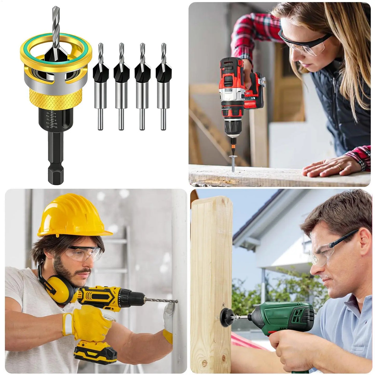 Countersink Drill Bit Adjustable Socket Chuck Attachment Countersink Drill Bits for Cabinet Furniture Construction Home Peaceful Pleasures Health and Wellness