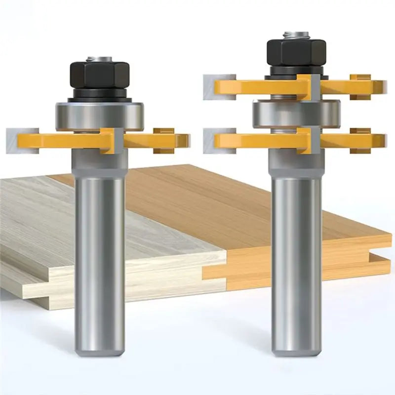 A36T-2Pcs Shank Joint Assembly Router Bit Set Tongue & Groove T-Slot Milling Cutter For Woodwork Cutting Tools Peaceful Pleasures Health and Wellness